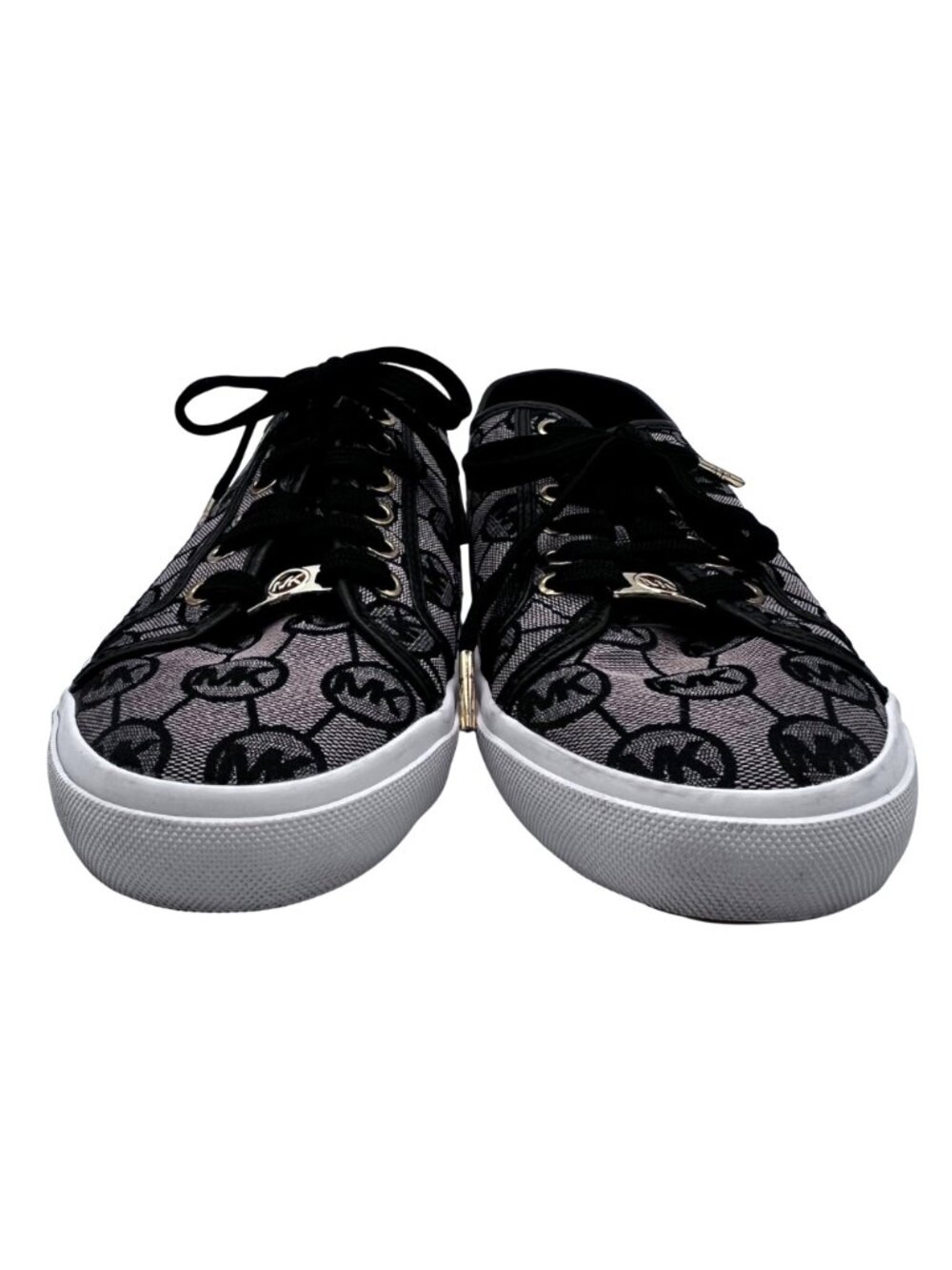 Michael Kors MK Boerum Lace-Up Sneakers Womens Size 10M Black Monogram Jacquard - Picture 4 of 15